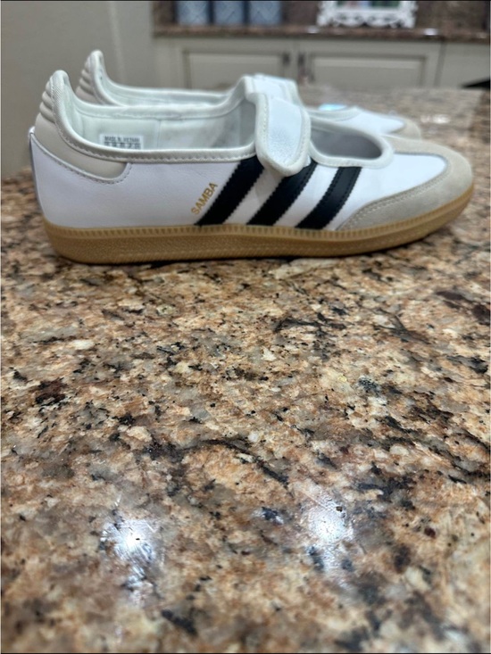 adidas Shoes - Adidas Samba Mary Jane Sneakers White with Black Stripes and Gum Sole